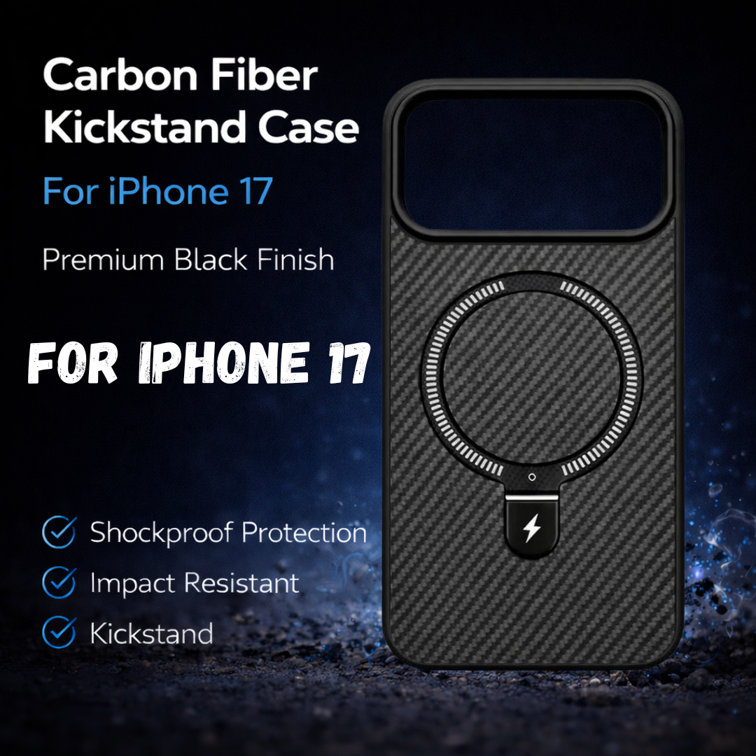 Carbon Fiber Kickstand Mobile Case For Iphone 17