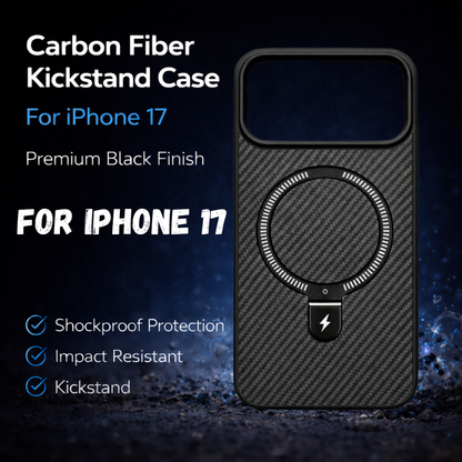 Carbon Fiber Kickstand Mobile Case For Iphone 17
