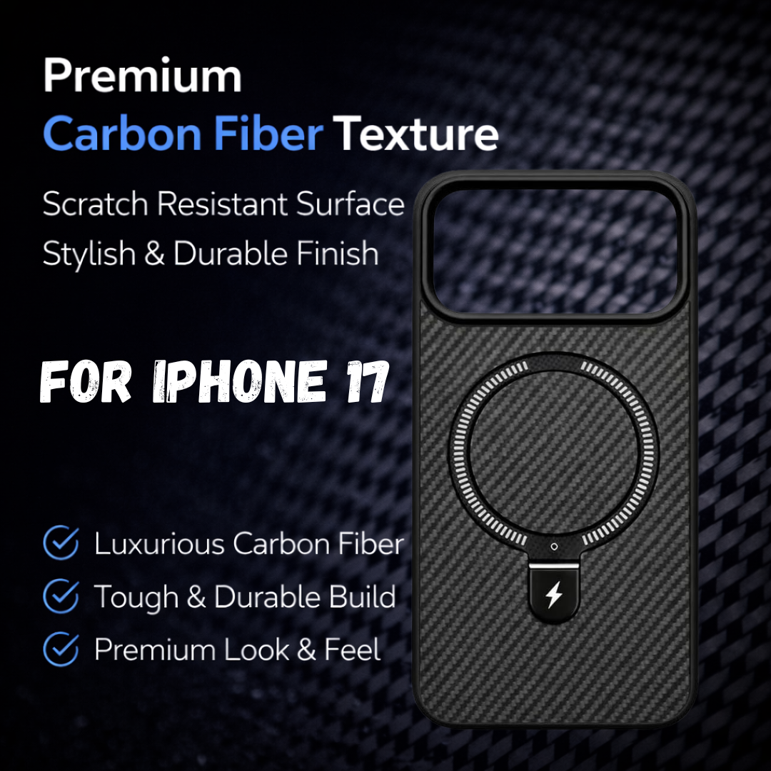 Carbon Fiber Kickstand Mobile Case For Iphone 17