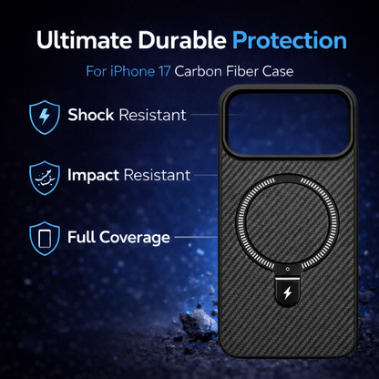 Carbon Fiber Kickstand Mobile Case For Iphone 17