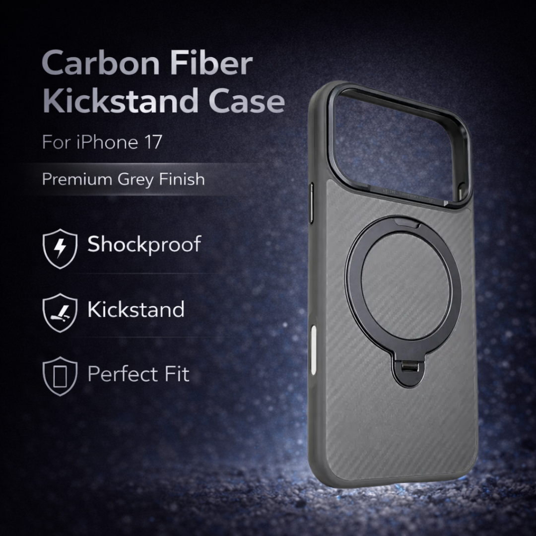 Carbon Fiber Kickstand Mobile Case For Iphone 17