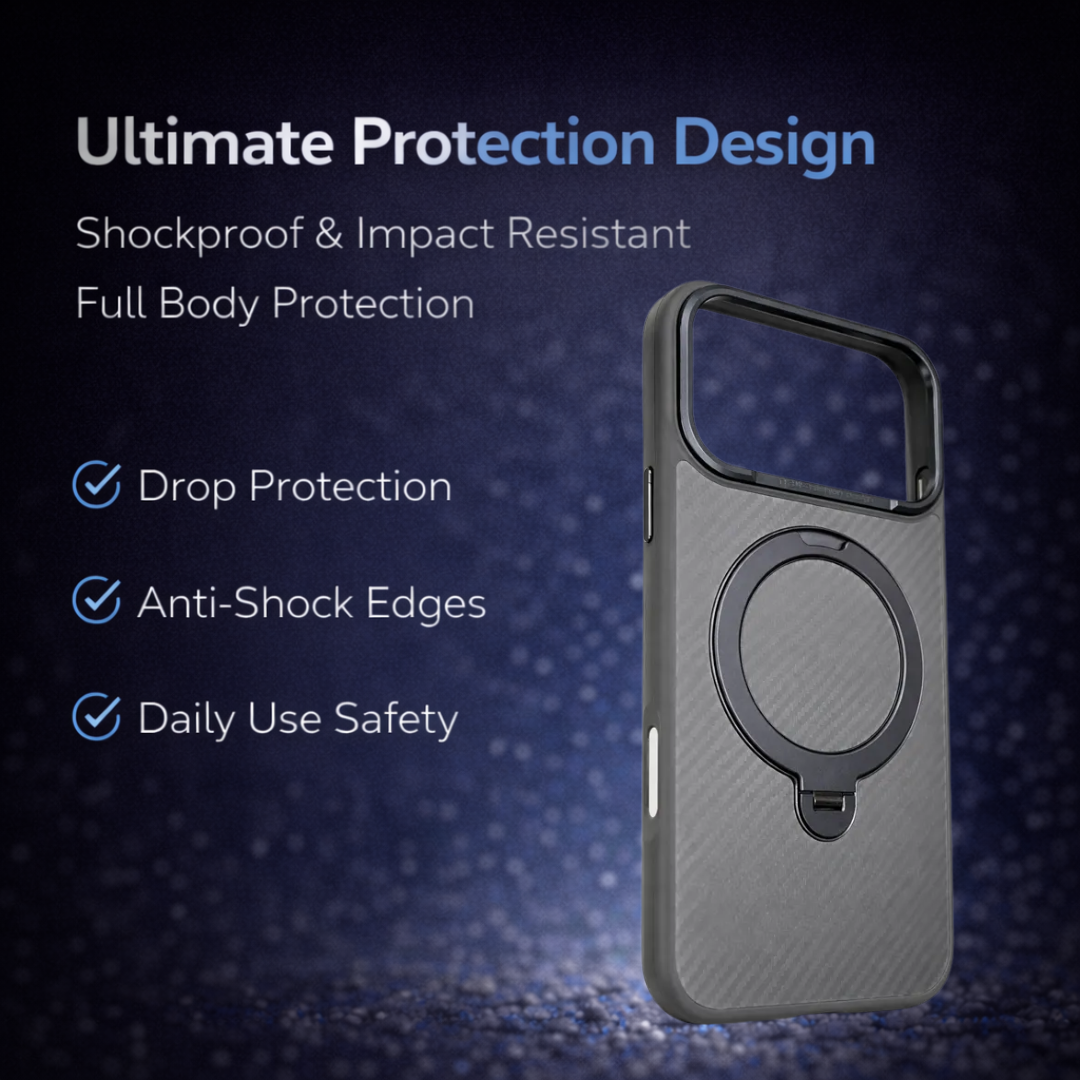 Carbon Fiber Kickstand Mobile Case For Iphone 17