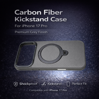 Carbon Fiber Kickstand Mobile Case For Iphone 17 Pro