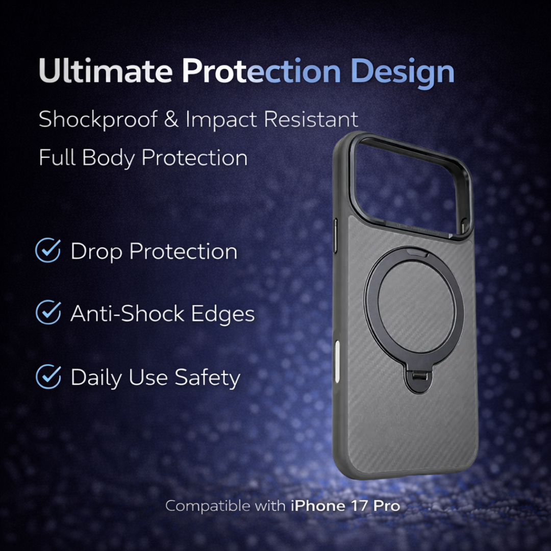Carbon Fiber Kickstand Mobile Case For Iphone 17 Pro