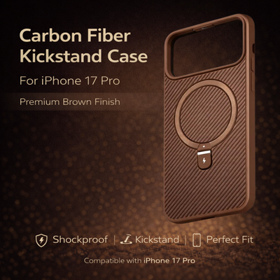 Carbon Fiber Kickstand Mobile Case For Iphone 17 Pro