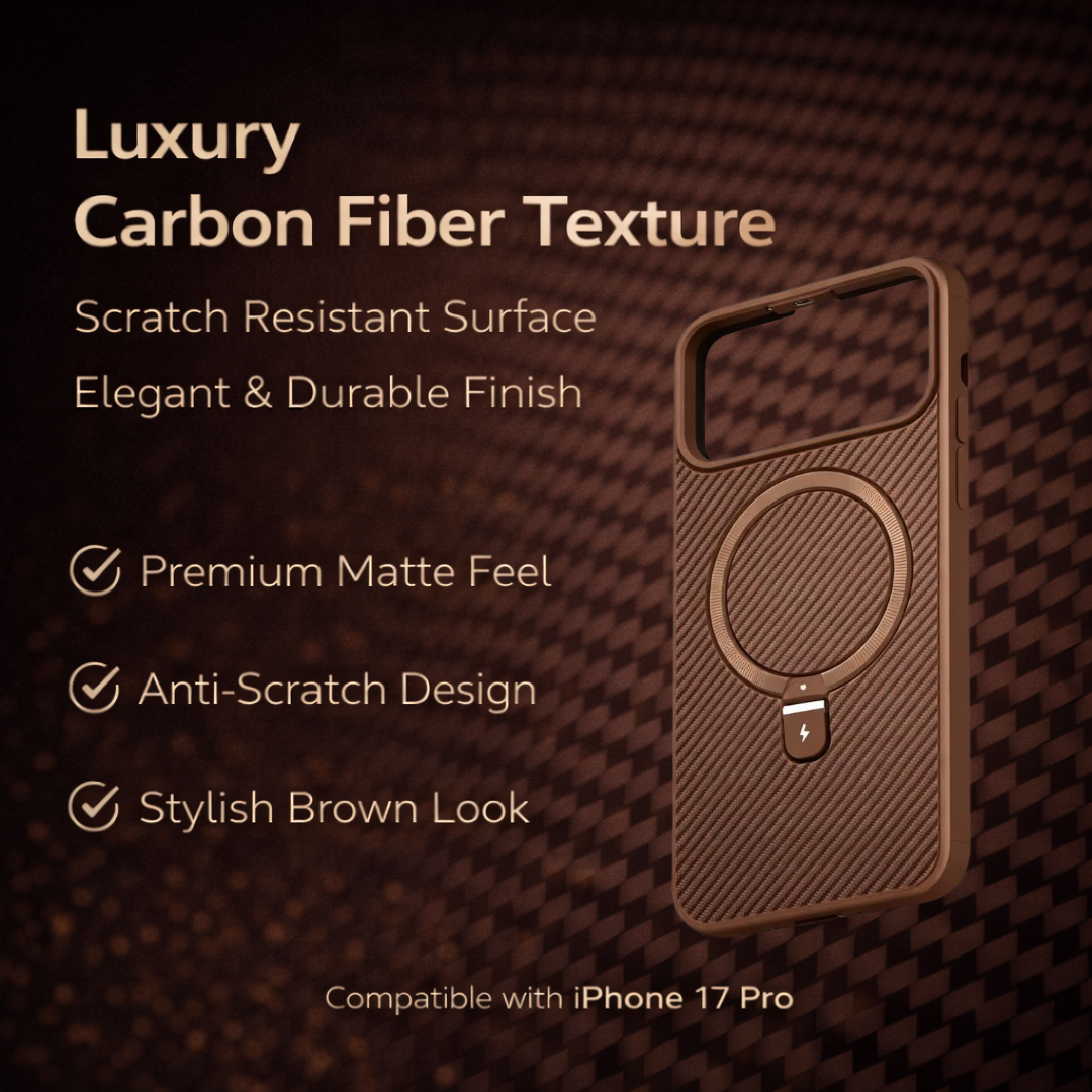 Carbon Fiber Kickstand Mobile Case For Iphone 17 Pro