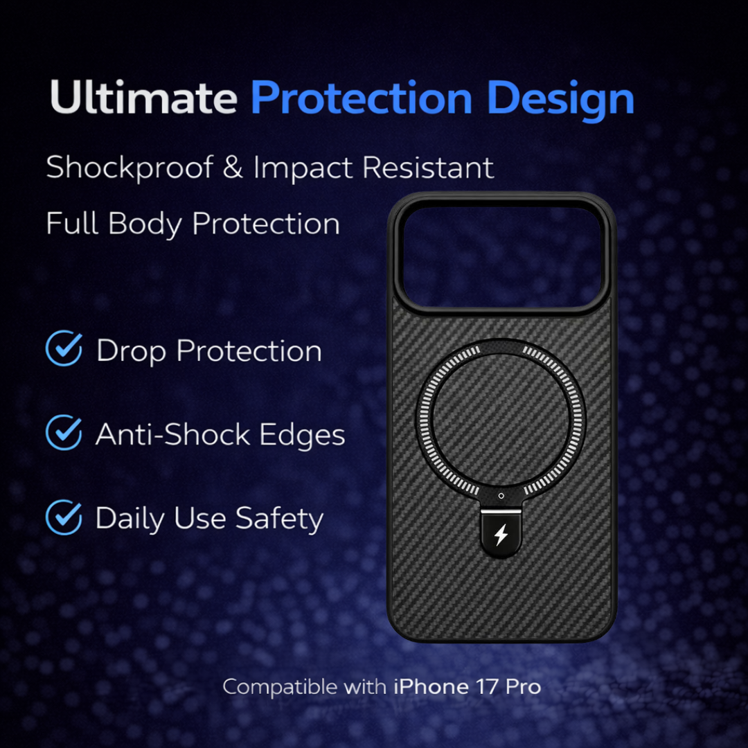 Carbon Fiber Kickstand Mobile Case For Iphone 17 Pro