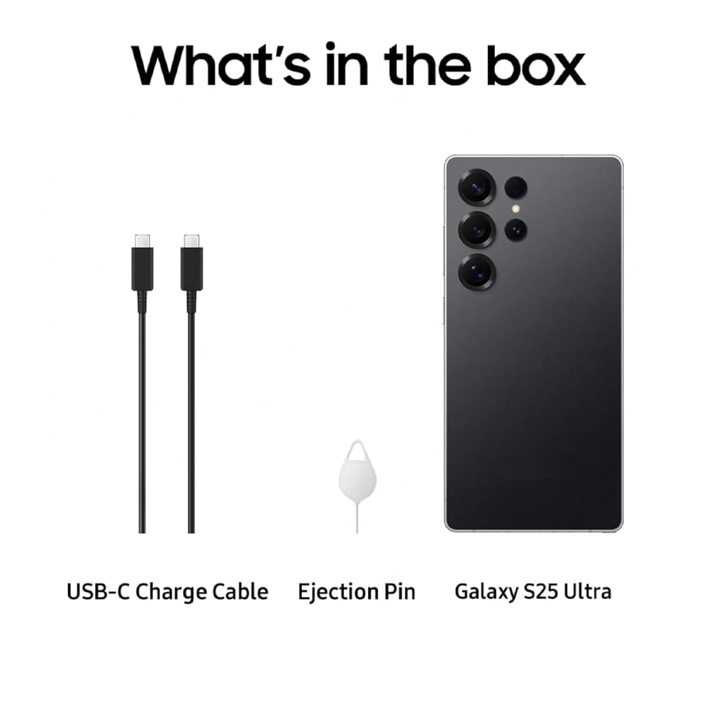 Samsung Galaxy S25 Ultra 5G Mobile with Galaxy AI (Titanium Black, 12GB RAM, 256GB Storage),Titanium Frame,Ultra Gaming with Snapdragon 8 Elite,200MP Camera