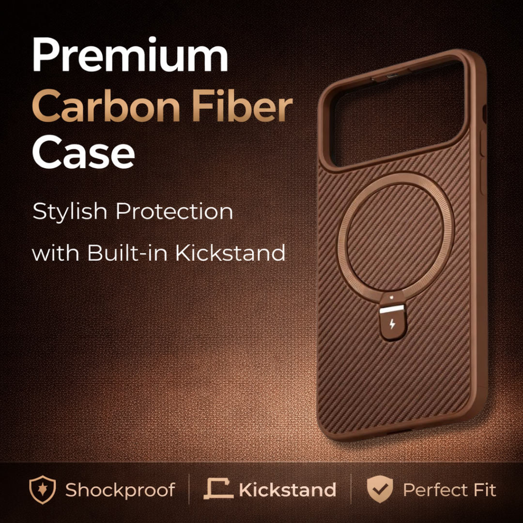 Carbon Fiber Kickstand Mobile Case For Iphone 17