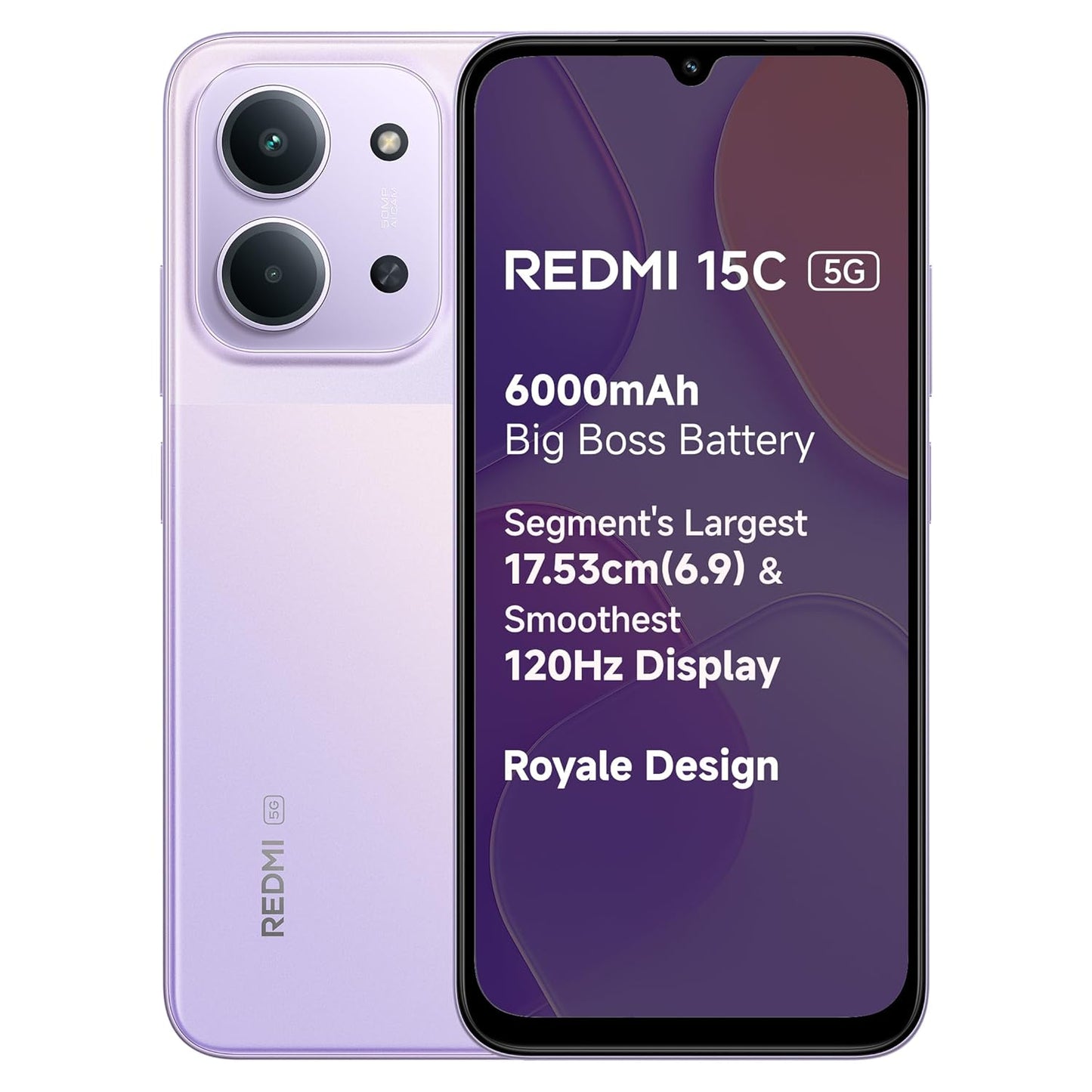 Redmi 15C | Royale Design | Massive 6000mAh Battery | Segment's Largest 17.53cm Display Up to 120Hz | MediaTek Dimensity 6300 | 33W Fast Charging | 50MP AI Dual Camera