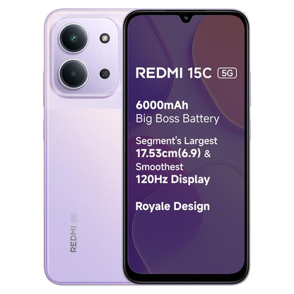 Redmi 15C | Royale Design | Massive 6000mAh Battery | Segment's Largest 17.53cm Display Up to 120Hz | MediaTek Dimensity 6300 | 33W Fast Charging | 50MP AI Dual Camera