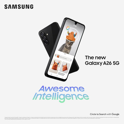 Samsung Galaxy A26 5G | Awesome Intelligence (AI) | Circle to Search | Gemini Live | FHD+ sAMOLED Display | 50MP OIS Camera | IP67 Rated
