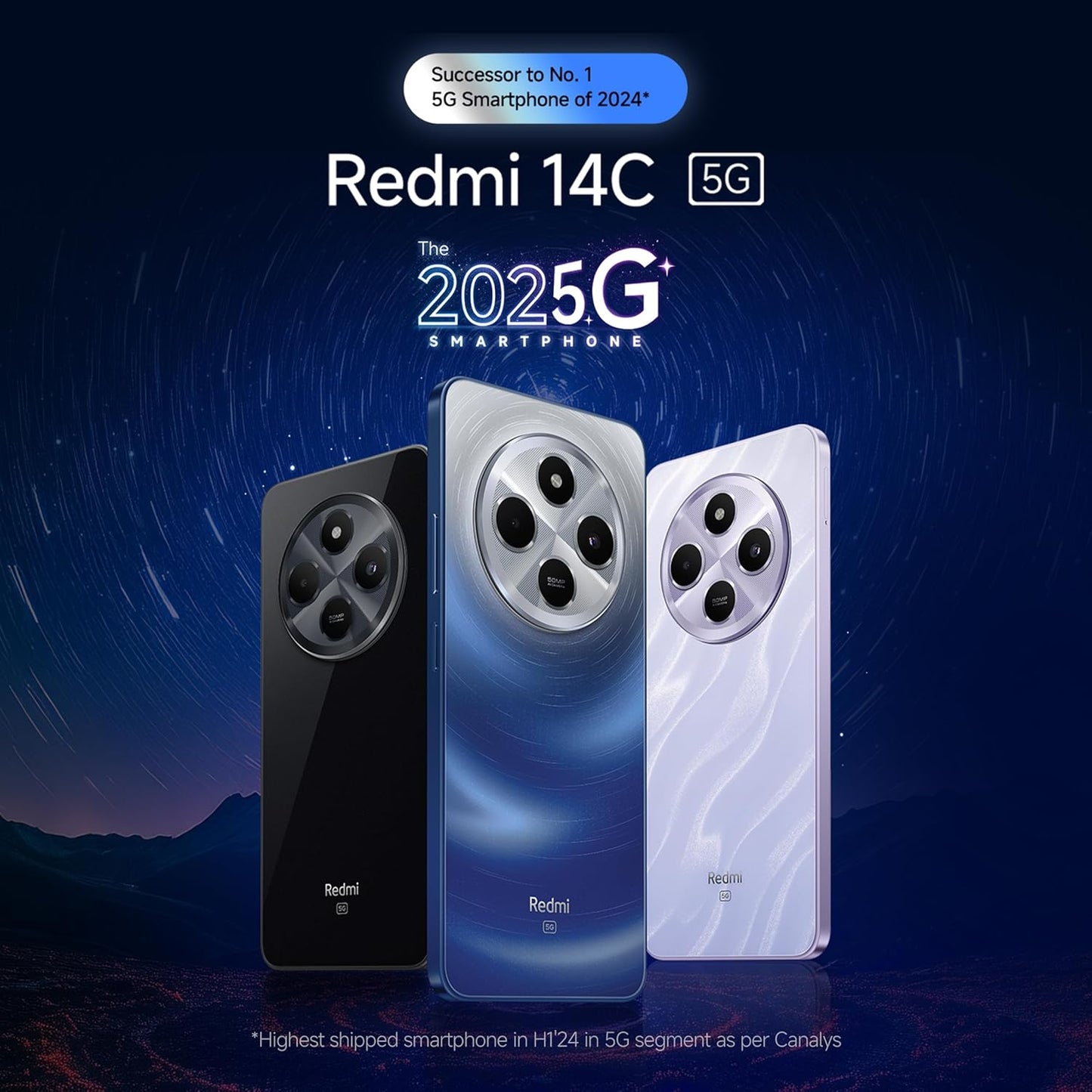 Redmi 14C Superfast 4nm Snapdragon 4 Gen 2 | 120Hz 17.47cm (6.88”) Display | 5160mAh Battery | 50MP Dual Camera | Premium Starlight Design