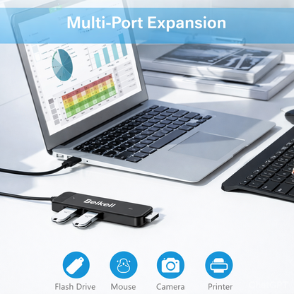 Beikell USB 3.0 Hub, 4-Port Ultra Slim USB Hub, Data Hub, Extra Light, Super Speed, for MacBook, MacBook Air/Pro/Mini, PS4, Surface Pro, Huawei MateBook, USB Flash Drives etc.