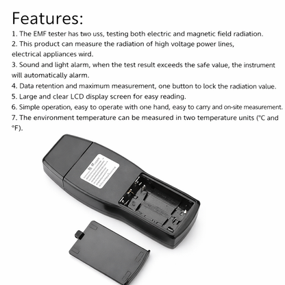 Smart Sensor AS1392 EMF Mini LCD Display Digital Electromagnetic Radiometer Tester With Battery