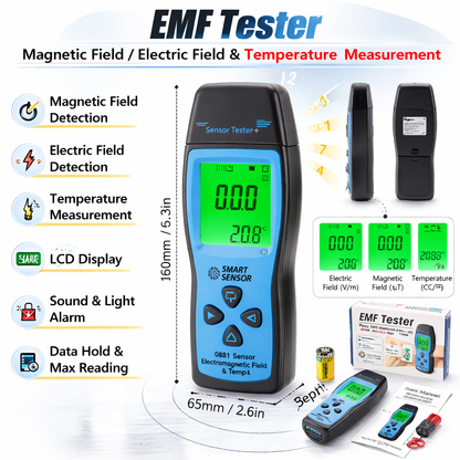 Smart Sensor AS1392 EMF Mini LCD Display Digital Electromagnetic Radiometer Tester With Battery
