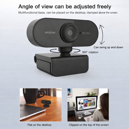 Fonehting Webcam for PC | USB Full HD 1080P Webcam with Noise Canceling Microphone | For PC Laptop Desktop Webcam with 360° Rotating Base Plug & Play for Video Calls, Live Streaming, Games and Conferences | Streaming camera