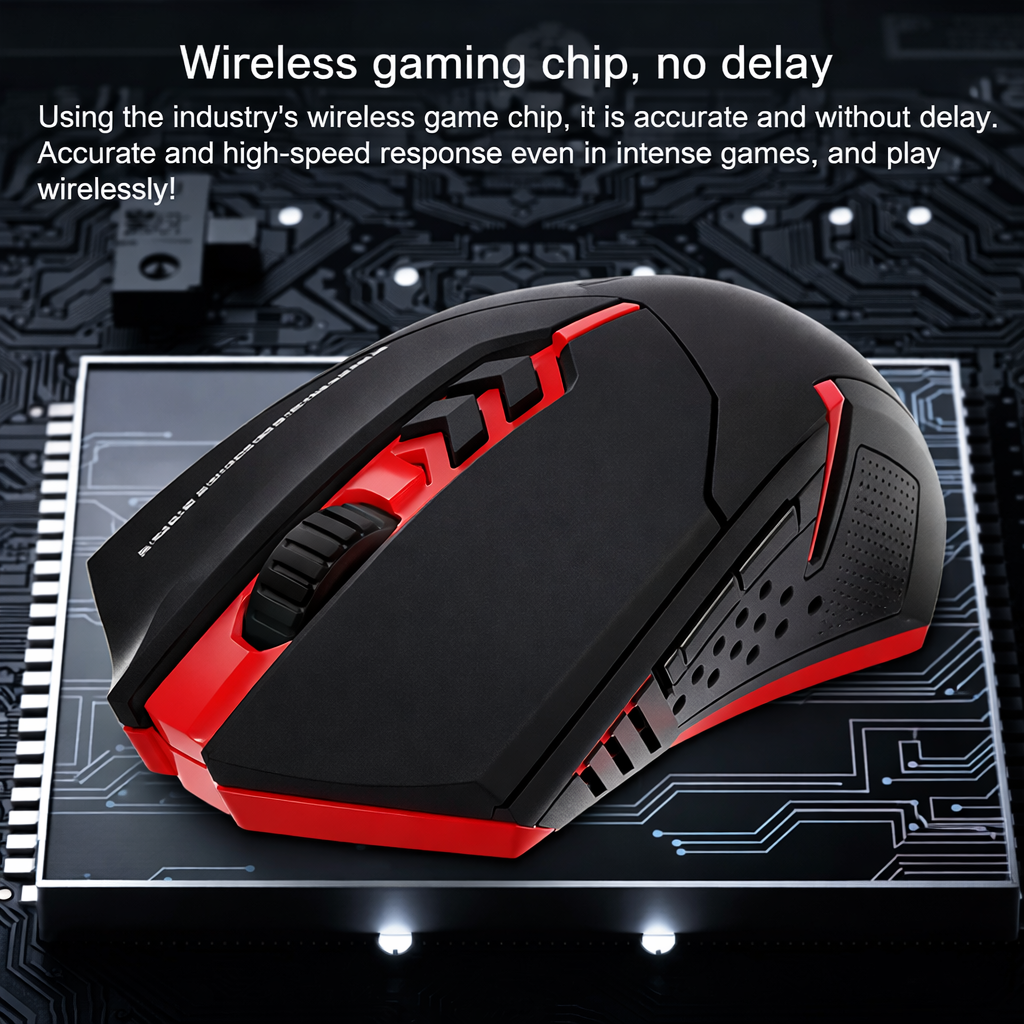 X08 Black/Red 1.5V 6.8mA 2.4Ghz Wireless Optical Gaming Mouse