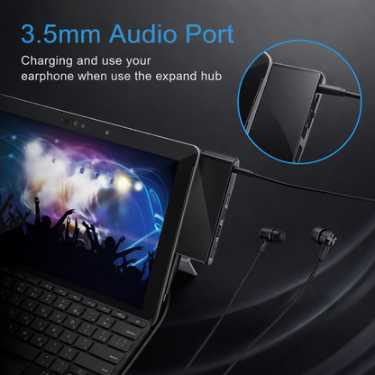 For Surface Go Hub Docking Station for Surface Go/Go2/Go3//Go4, 7-in-2 Surface Go Hub Adapter with 4K USB C to HDMI, 2 USB 3.0 Ports, Earphones Jack,SD/TF Card Slot