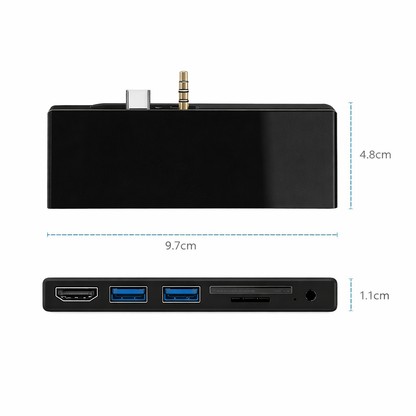 For Surface Go Hub Docking Station for Surface Go/Go2/Go3//Go4, 7-in-2 Surface Go Hub Adapter with 4K USB C to HDMI, 2 USB 3.0 Ports, Earphones Jack,SD/TF Card Slot