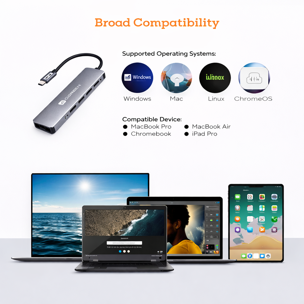 NOVOO 6 in 1 USB Type C Hub with 4K HDMI, 60W USB C PD Charging Port, 2 USB 3.0 Ports, SD/TF Card Reader for MacBook Pro 2017/2016/2018, Huawei MateBook and More USB C Laptop and Smartphone, Gray