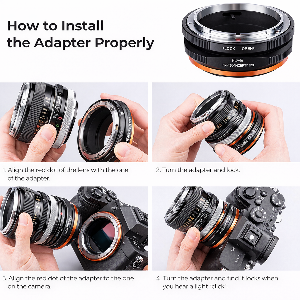 K&F CONCEPT FD to E Mount Lens Mount Adapter Plus, Manual FD FL Lens Adapter with Matting Varnish Design Compatible with Sony E Mount Cameras