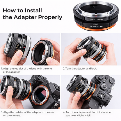 K&F CONCEPT FD to E Mount Lens Mount Adapter Plus, Manual FD FL Lens Adapter with Matting Varnish Design Compatible with Sony E Mount Cameras