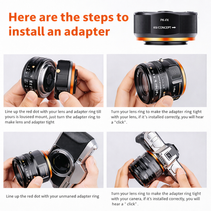 K&F Concept Lens Mount Adapter with Aperture Control Ring for Pentax PK Mount Lens to Fujifilm Fuji