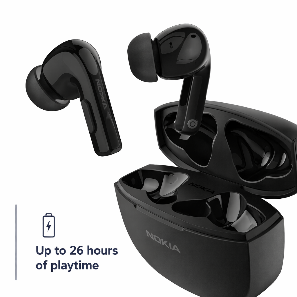 Nokia Go Earbuds+ True Wireless Earbuds TWS-201 (Black) - Portable Bluetooth 5.0 in-Ear Headphones with Touch Control - Comfortable Fit, Voice Assistant-Enabled, 26 Hours Use with Charging Case