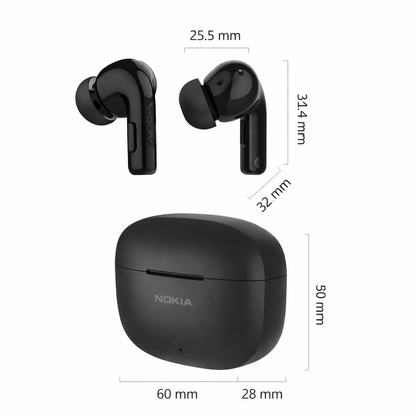 Nokia Go Earbuds+ True Wireless Earbuds TWS-201 (Black) - Portable Bluetooth 5.0 in-Ear Headphones with Touch Control - Comfortable Fit, Voice Assistant-Enabled, 26 Hours Use with Charging Case