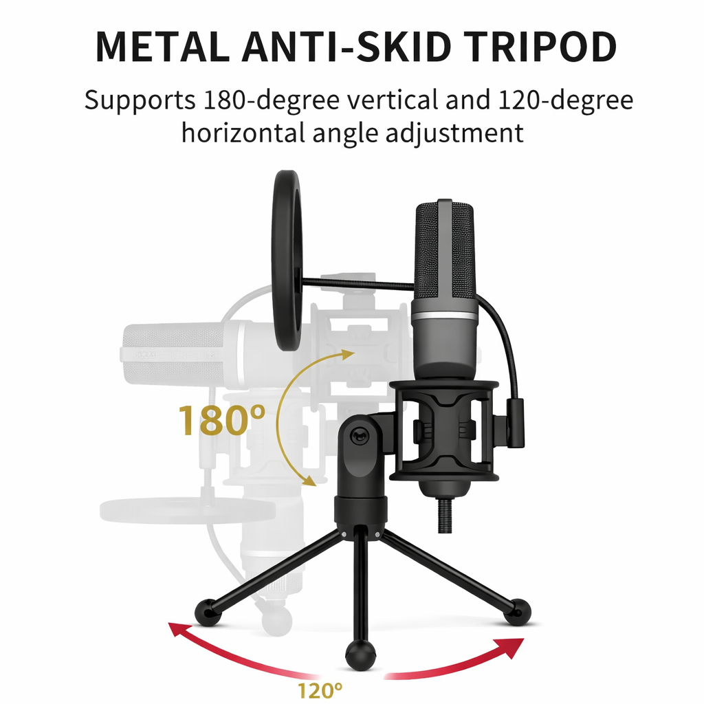YANMAI Mic with USB Connector, Light-Weight, Condenser Microphone, RGB Lighting, Noise Canceling, Foldable Tripod for Live Streaming, Podcasting (SF-666R)