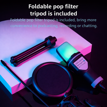 YANMAI Mic with USB Connector, Light-Weight, Condenser Microphone, RGB Lighting, Noise Canceling, Foldable Tripod for Live Streaming, Podcasting (SF-666R)