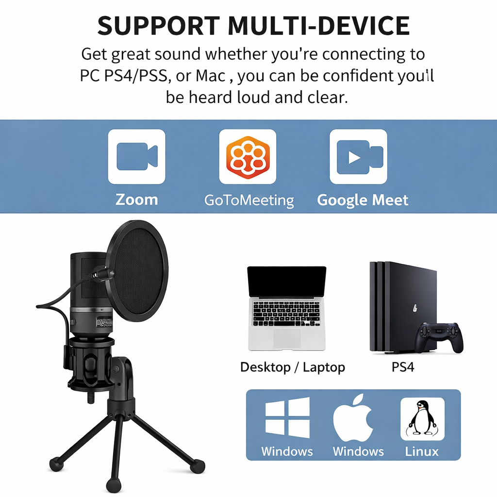 YANMAI Mic with USB Connector, Light-Weight, Condenser Microphone, RGB Lighting, Noise Canceling, Foldable Tripod for Live Streaming, Podcasting (SF-666R)