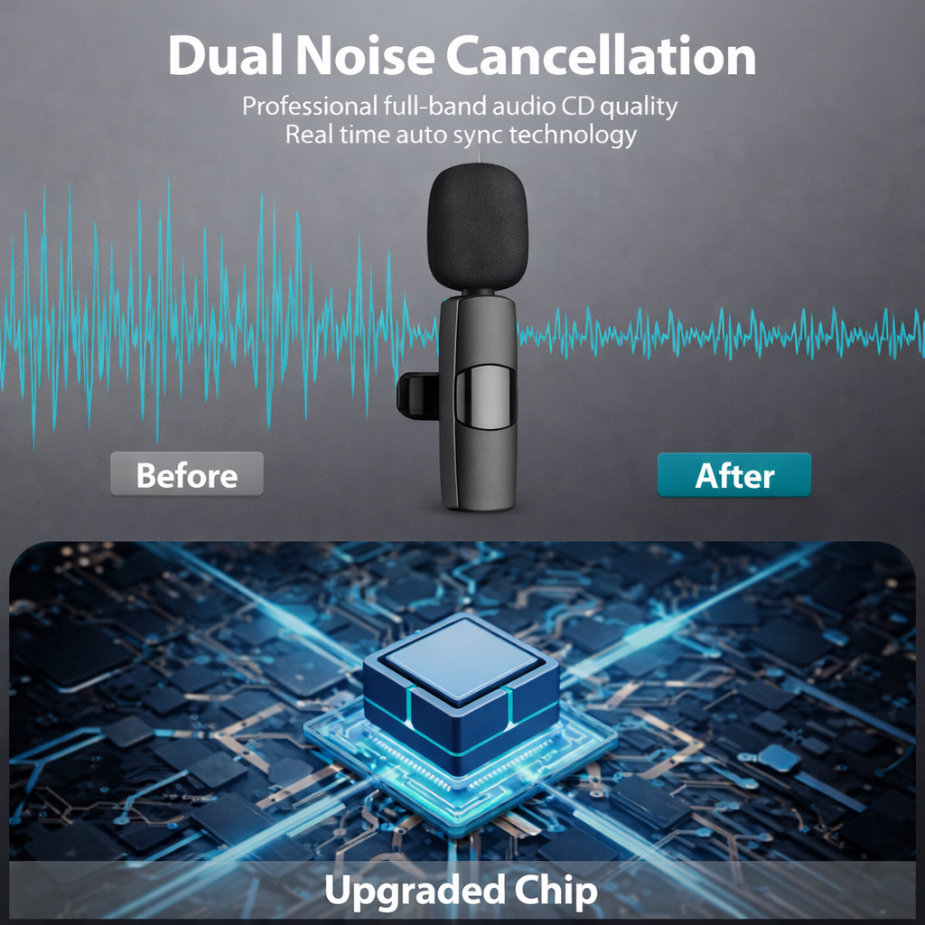 K9 Dual Wireless Lavalier Microphone for All Smartphones | Noise Cancellation Dual Mic Set with Receiver for Recording Interviews, Vlogs, YouTube, Reels