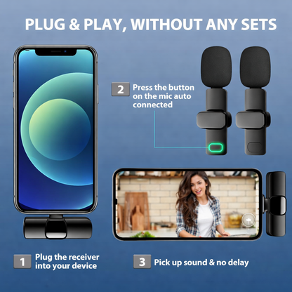 K9 Dual Wireless Lavalier Microphone for All Smartphones | Noise Cancellation Dual Mic Set with Receiver for Recording Interviews, Vlogs, YouTube, Reels