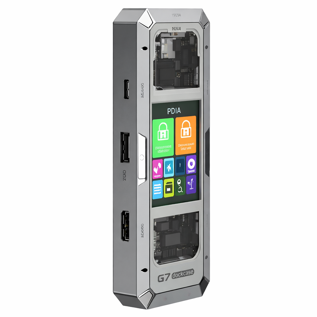 G71 7 in 1 Aluminum Alloy Office Docking Station Smart Screen Display Type-C to HDMI2.0 USB3.0 HUB PD100W Adapter