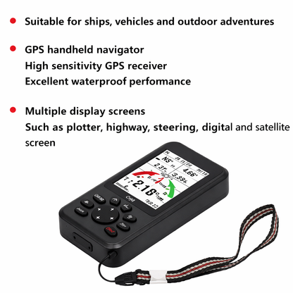 Handheld GPS Navigator With Different Navigation Screens, Waterproof Performance, 12 Tracks, 2998 Signals, Portable Navigation For Outdoor Activities, Perfect For Ships,