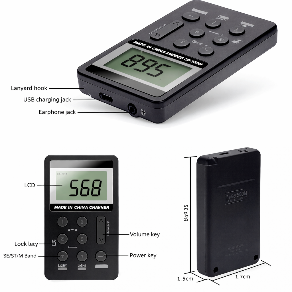 Pocket Radio,Portable Headset Radios,Mini Digital AM/FM Stereo Radio with Headphone,Rechargeable Battery LCD Display for Walking/Running,Personal Radio Support Micro USB