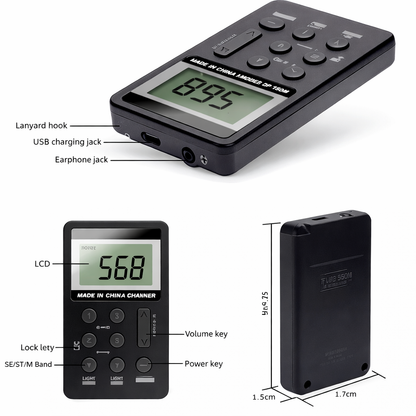 Pocket Radio,Portable Headset Radios,Mini Digital AM/FM Stereo Radio with Headphone,Rechargeable Battery LCD Display for Walking/Running,Personal Radio Support Micro USB