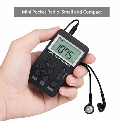 Pocket Radio,Portable Headset Radios,Mini Digital AM/FM Stereo Radio with Headphone,Rechargeable Battery LCD Display for Walking/Running,Personal Radio Support Micro USB