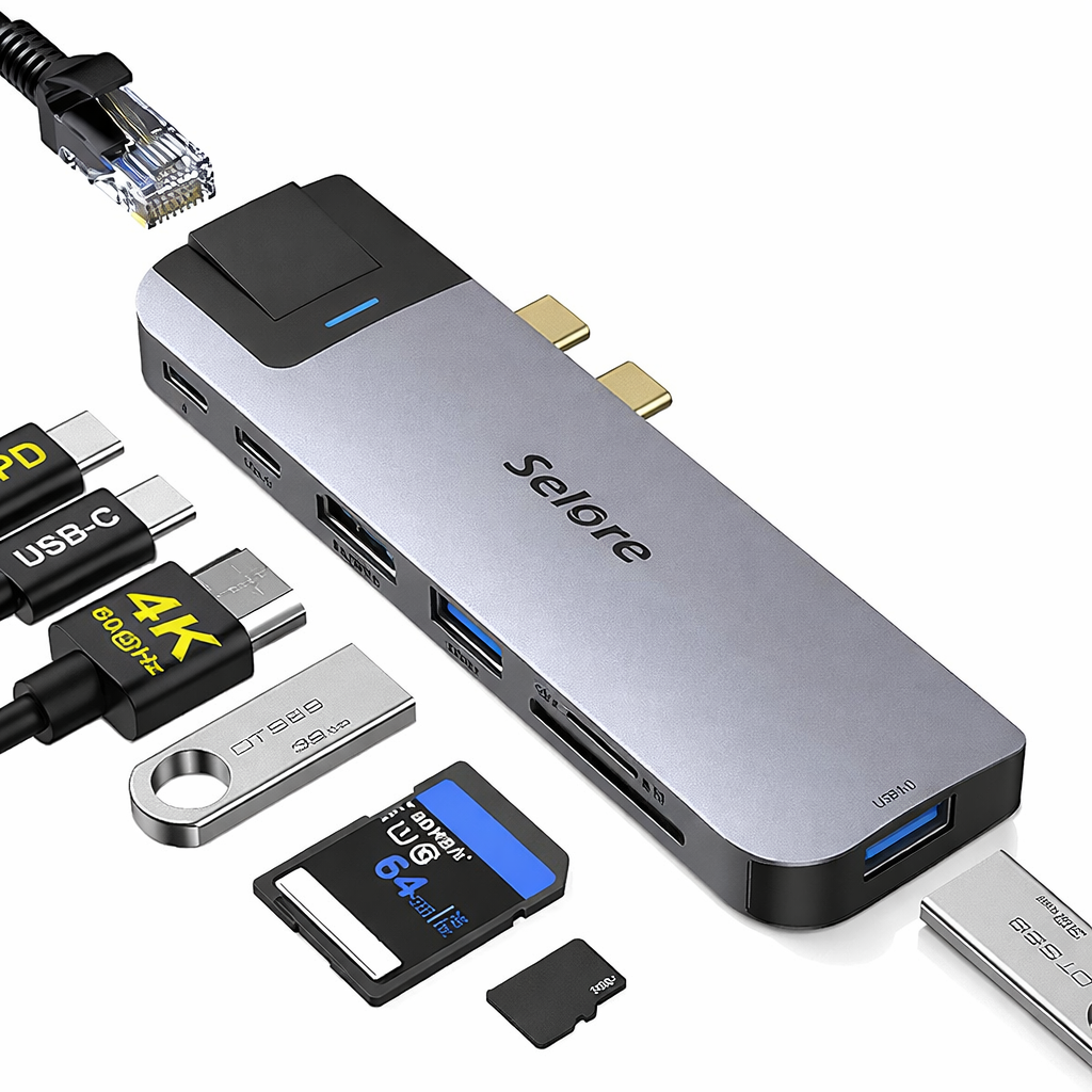 Fonething MacBook Air USB Splitter MacBook Pro Hub Mac USB Hub MacBook Pro/Air Exclusive 8in2 4K HDMI/100W PD Fast Charging/1000Mbps Ethernet/USB-C Data Transfer/USB 3.0/USB 2.0/TF/SD Slot/MacBook Pro 2020/2019/2018/2017/2016 MacBook Air 2020/2019/2018