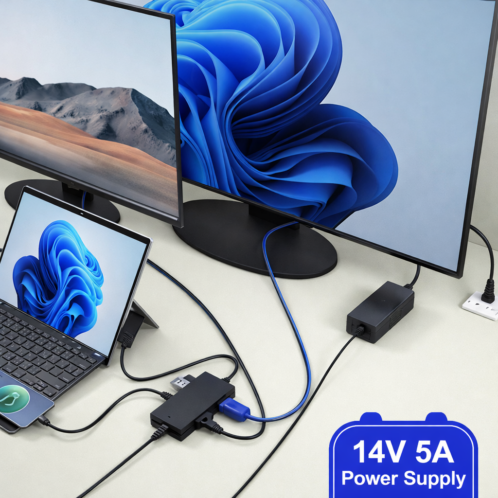 For Surface Dock, Microsoft Surface Docking Station with HDMI x2, VGA, RJ45, USB3.0, USB-C, SD, TF, Audio for Surface Pro 9/8/X/7/6/4/3, Surface Laptop 4/3/2/1, Surface Laptop go, Surface Book 3/2/1