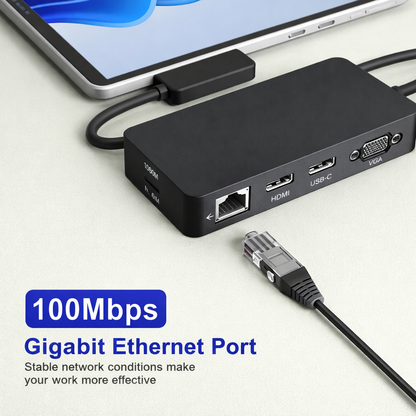 For Surface Dock, Microsoft Surface Docking Station with HDMI x2, VGA, RJ45, USB3.0, USB-C, SD, TF, Audio for Surface Pro 9/8/X/7/6/4/3, Surface Laptop 4/3/2/1, Surface Laptop go, Surface Book 3/2/1